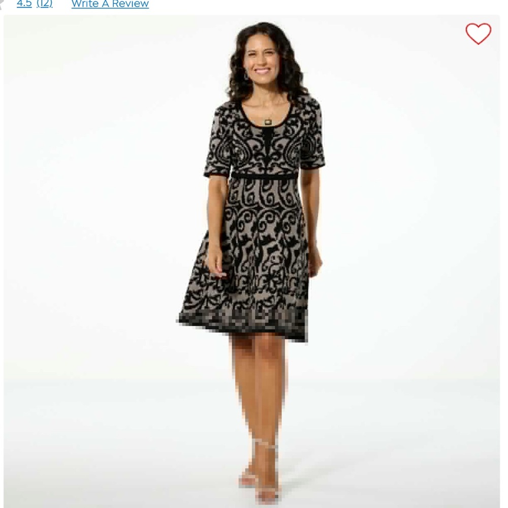 NINA LEONARD Geometric Fit and Flare Sweater Dress M